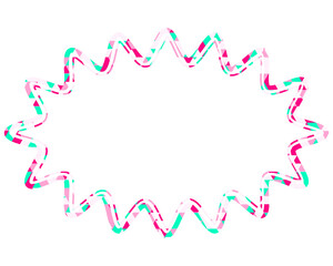 ステンドグラス風吹き出し　三角形模様　細長い丸みのあるギザギザした形