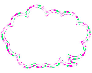 ステンドグラス風吹き出し　三角形模様　丸みのある雲形