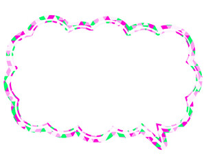 ステンドグラス風吹き出し　三角形模様　細長い雲形