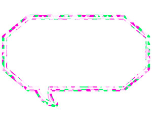 ステンドグラス風吹き出し　三角形模様　細長い八角形