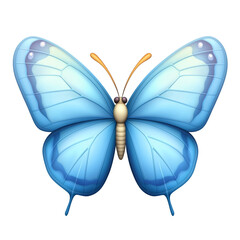 Colorful blue butterfly resting on a white background