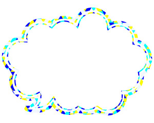 ステンドグラス風吹き出し　三角形模様　丸みのある雲形