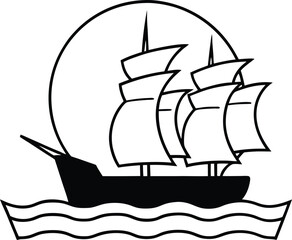 sailing ship on a black background