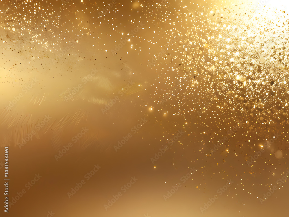 Poster golden sparkle abstract light background with shiny dust and glow texture design ai