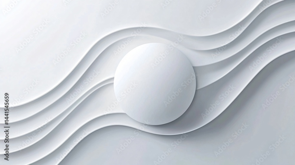 Poster a simple yet elegant white sphere positioned on a white background emphasizing minimalist abstract d