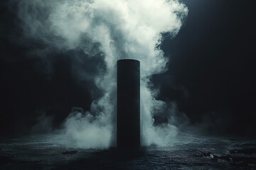 Mysterious Dark Cylinder in Smoke Background
