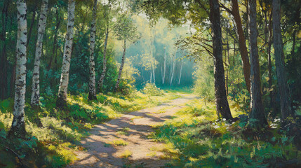 Fototapeta premium Sun-drenched forest path
