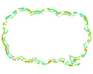 ステンドグラス風吹き出し　三角形模様　細長い雲形