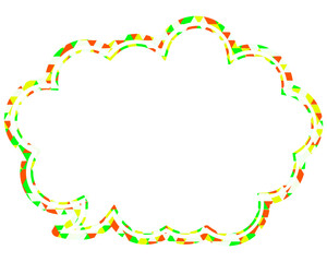 ステンドグラス風吹き出し　三角形模様　丸みのある雲形