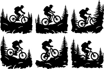 Obraz premium Mountain Biker Silhouette SVG Bundle