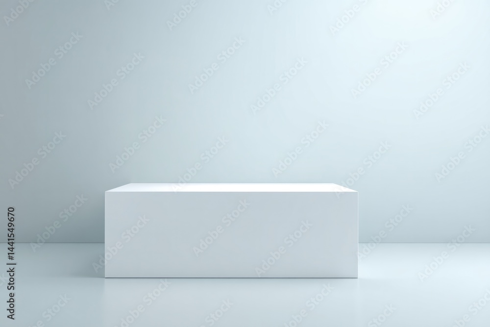 Poster empty podium awaits culinary wonders with sleek minimalistic design emphasizing clean lines and ampl
