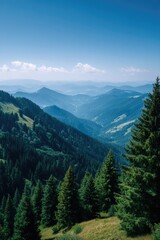 majestic landscape view of serene national park with rolling hills under clear blue sky horizon ample copy space