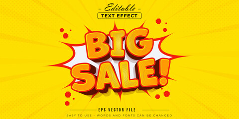 Editable text effect big sale 3d cartoon.
