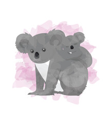 Koala Mothers Day Animal Symbol of Love Postcard Vector Illustration