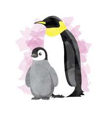 Penguins Mothers Day Animal Symbol of Love Postcard Vector Illustration