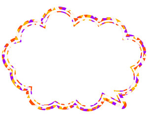ステンドグラス風吹き出し　三角形模様　丸みのある雲形