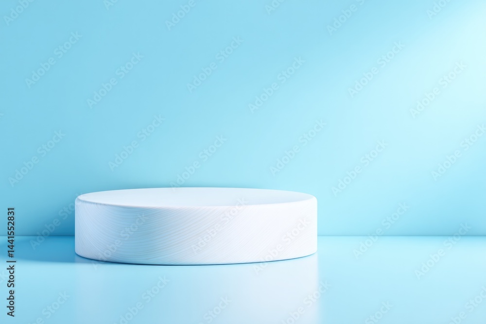 Poster minimalistic composition with empty food podium set against simple backdrop showcasing ample copy sp