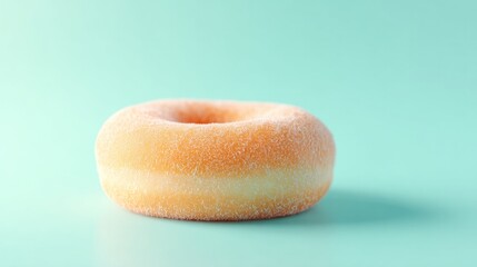 minimalistic image of single donut placed centrally on pastel background creating understated clean scene
