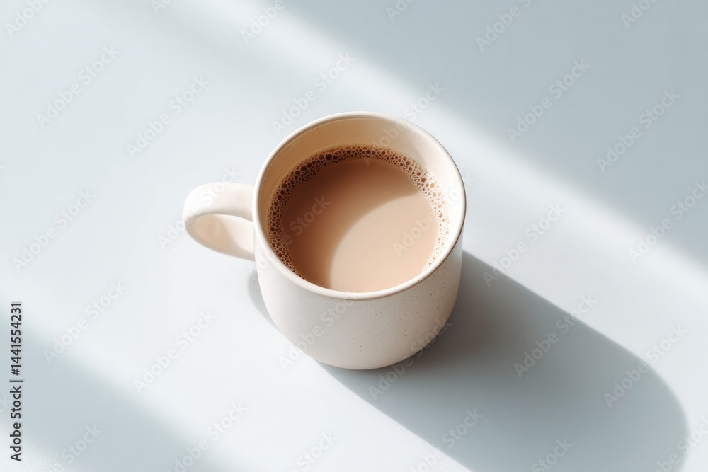 Poster minimalistic photo of empty cup with shadow isolated on stark white background providing ample copy 