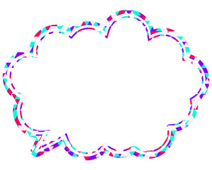 ステンドグラス風吹き出し　三角形模様　丸みのある雲形