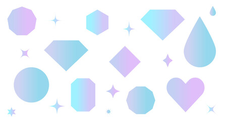 宝石をイメージした幾何学模様の背景イラスト　ジオメトリック　グラデーション