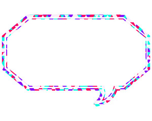 ステンドグラス風吹き出し　三角形模様　細長い八角形