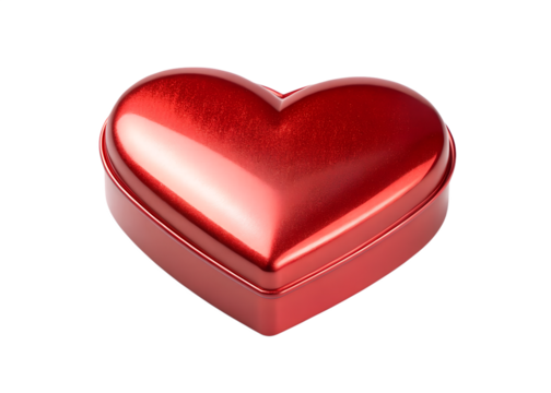 Shiny red metallic 3d heart on a transparent background