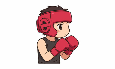 Cute boy boxing cartoon illustration