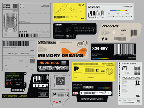 Label pack design. Vector graphic asset for streetwear design. Retro futuristic element in Y2K for apparel, clothing and poster design