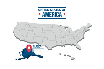 Alaska Highlighted On A 3D Map Of The United States Of America