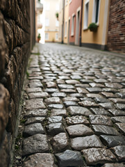 Old cobblestone pavement close-up