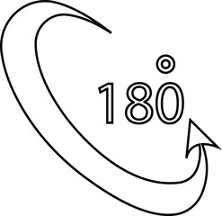 Angle 180 degrees icon , Rotation Degree icons Flat vector, geometric mathematical angle radian of 180 rotation arrow symbol, isolated on transparent background, used for mobile app, web page or ui