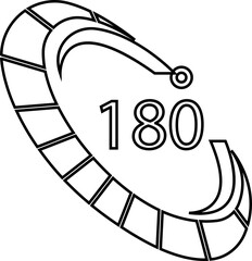 Angle 180 degrees icon , Rotation Degree icons Flat vector, geometric mathematical angle radian of 180 rotation arrow symbol, isolated on transparent background, used for mobile app, web page or ui