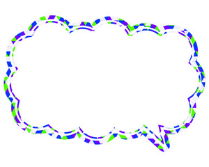 ステンドグラス風吹き出し　三角形模様　細長い雲形