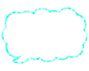 ステンドグラス風吹き出し　三角形模様　細長い雲形