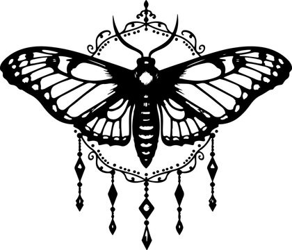 Mystic Butterfly Tattoo Design Vector