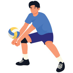Fototapeta premium Volleyball Pose Illustration. Vector illustration of Volleyball Player Defensive Posture. Isolated on background