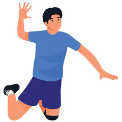 Volleyball Pose Illustration. Vector illustration of Volleyball Player Jump Serve. Isolated on background