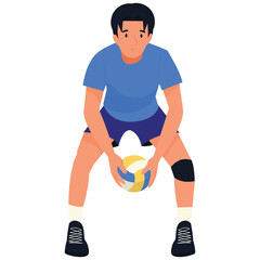 Volleyball Pose Illustration. Vector illustration of Volleyball Player Serve Ready. Isolated on background