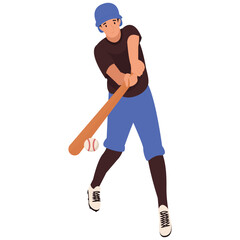 Baseball Pose Illustration. Vector illustration of Baseball Player Swinging the Bat. Isolated on background