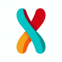 Swirling Shapes Abstract with Red, Cyan, and Orange Hues on a Clean White Backdrop