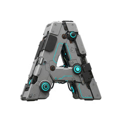 Naklejka premium Letter A Modern Futuristic Robotic Transparent Isolated Background