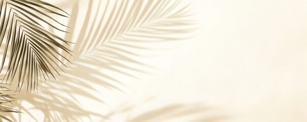Elegant shadows of palm leaves on a light background