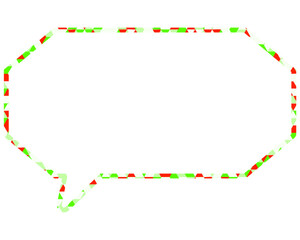 ステンドグラス風吹き出し　三角形模様　細長い八角形