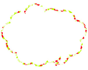 ステンドグラス風吹き出し　三角形模様　丸みのある雲形