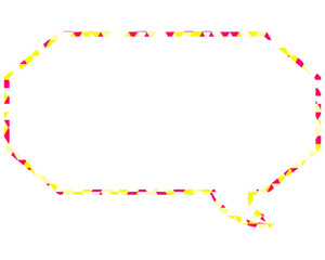 ステンドグラス風吹き出し　三角形模様　細長い八角形