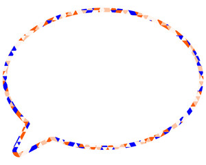 ステンドグラス風吹き出し　三角形模様　丸形