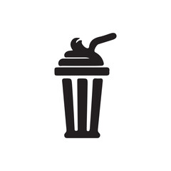 Ice Cream Cup With Spoon Icon Vector