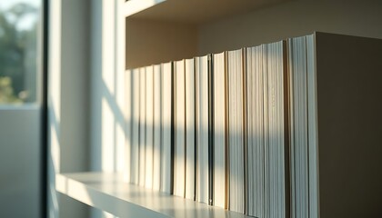 Obraz premium row of books sitting on top of a shelf