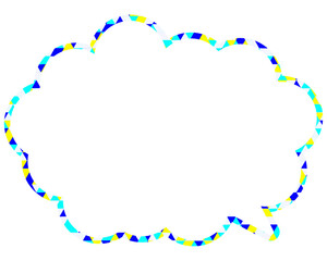 ステンドグラス風吹き出し　三角形模様　丸みのある雲形